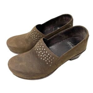 Dansko Mavis studded leather clogs Sz 37 brown‎